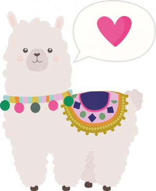 Принт Кружка 320ml Lama with pink heart, Фото № 2 - FATLINE