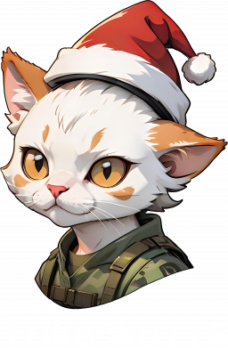 Шапка Кот военный в шапке Санты с надписью такая жизнь 2