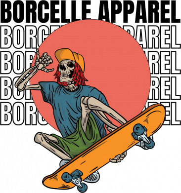Шеврон прямоугольный Black Apparel Illustrated Skull Skateboard - Скейтбордист 2