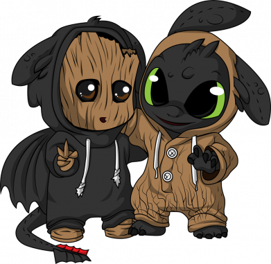 Принт Чохол для Xiaomi Poco M3 Groot And Toothless, Фото № 2 - FATLINE