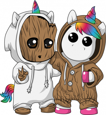 Принт Чехол для Oppo A55 5G Baby Groot And Unicorn, Фото № 2 - FATLINE