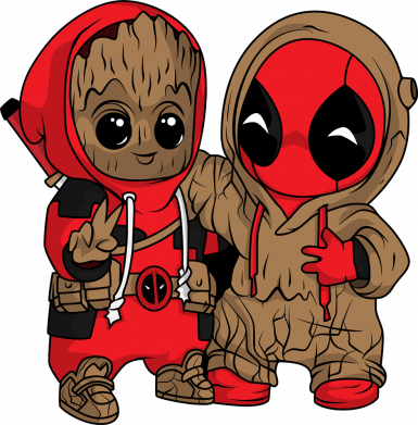 Принт Дитячий світшот на флісі Baby Groot And Deadpool, Фото № 2 - FATLINE