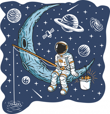 Женская футболка Fishing in space 2