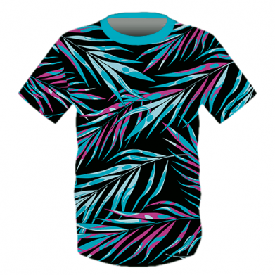 Принт Дитяча футболка 3D Neon Palm Leaves, Фото № 2 - FATLINE