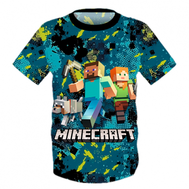 Принт Дитяча футболка 3D Minecraft Steve Alex And Dog, Фото № 2 - FATLINE