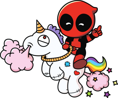 Принт Женская футболка с V-образным вырезом Deadpool on the unicorn, Фото № 2 - FatLine