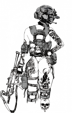 Шеврон прямоугольный Military girl with tattoos 2