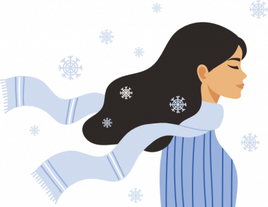 Бутылка металлическая Jumbo Зимняя девушка в профиль со снежинками 2