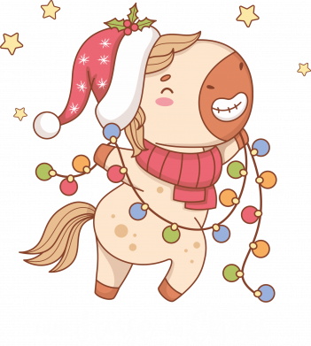 Термобутылка Viano Радостный Рожественский пони с гирляндой 2