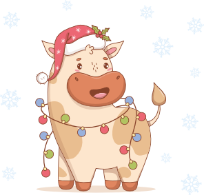 Дитяча футболка Різдвяна корова Санта з гірляндою 2