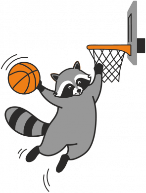 Женская футболка Енот-баскетболист слэм-данк 2