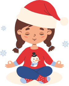 Детская футболка Медитирующая девочка в шляпе Санты 2