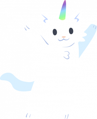 White cheerful cat