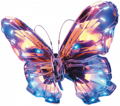 Женская футболка Механизированная неоновая бабочка 2