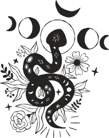 Мистическая Змея с фазами луны и цветами