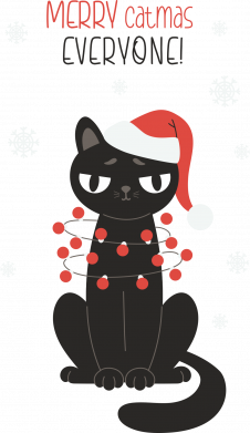 Зволожувач повітря Joli Різдвяний Чорний кіт з гірляндою 2