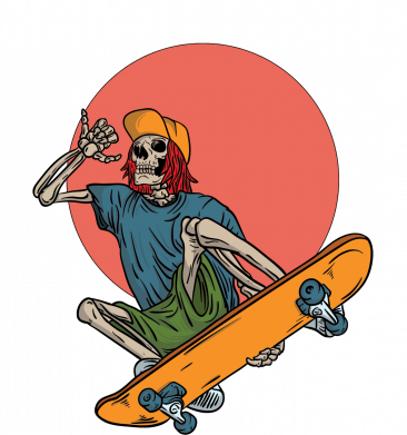 Футболка премиум мужская FATLINE Black Apparel Illustrated Skull Skateboard - Скейтбордист 2