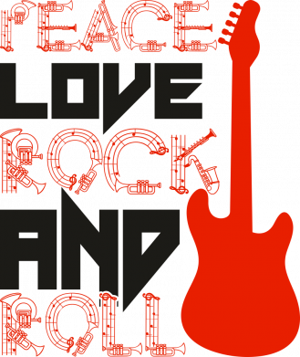 Принт Кружка-хамелеон Рeace love rock and roll, Фото № 2 - FATLINE