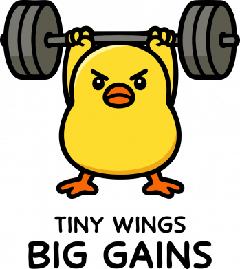 Мемный принт с уткой-бодибилдером