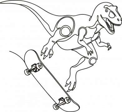 Принт Кружка 320ml Динозавр на скейте в прыжке, Фото № 2 - FATLINE