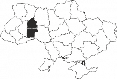 Шеврон круглый Хмельницкий на карте Украины 2