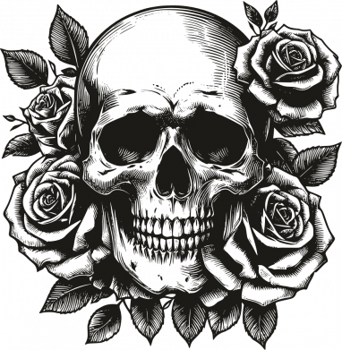 череп в розах