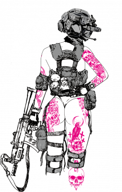 Флаг Military girl with tattoos 2