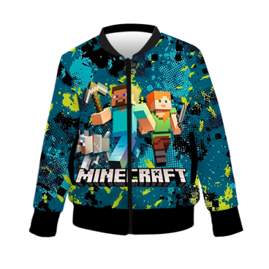 Принт Дитячий 3D бомбер Minecraft Steve Alex And Dog, Фото № 2 - FATLINE