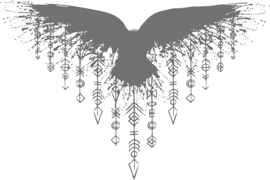 Ворон с рунами на крыльях