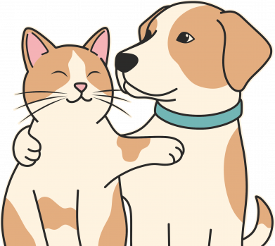 Кружка 320ml Собака обнимает кота 2