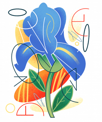 Мужская футболка Stedman Современный абстрактный синий ирис — геометрический ботанический цветочный узор 2