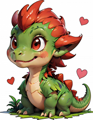 Принт Кепка Влюбленная дракониха зеленая с красным, Фото № 2 - FATLINE