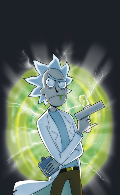 Стикер Рик с оружием у портала 2