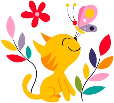 Принт Чохол для Xiaomi Redmi 12 Cat, Flowers and Butterfly, Фото № 2 - FATLINE