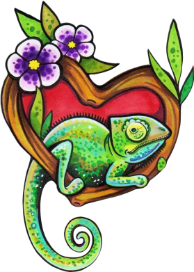 Шапка на флисе Chameleon on a branch 2