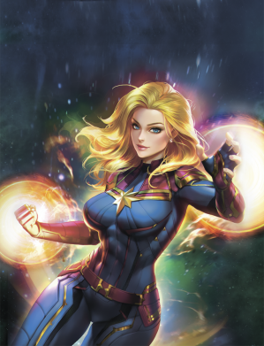 Принт Флаг Captain marvel art background space, Фото № 2 - FATLINE