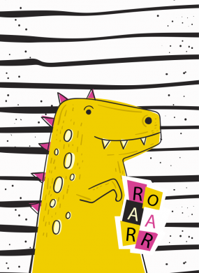 Принт Стикер Dinosaur and stripes, Фото № 2 - FATLINE