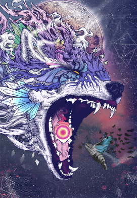 Стикер Art wolf monster 2