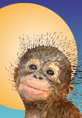 Стікер Monkey low poly 2