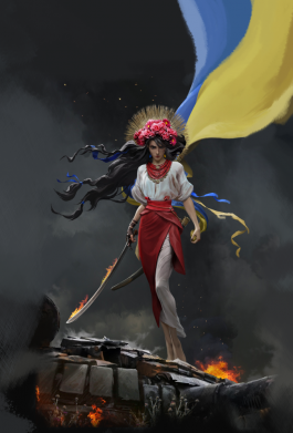 Шеврон закруглений прямокутний Українка захисниця 2