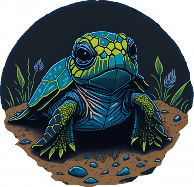Шеврон круглый Черепаха на песке 2