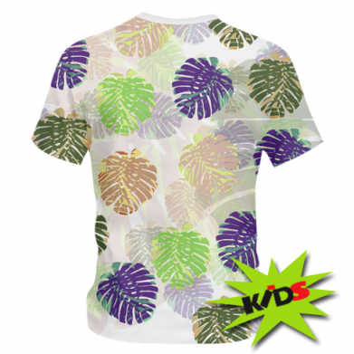 Дитяча футболка 3D Colored tropical leaves 2
