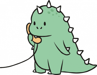 Зеленый динозавр с телефоном