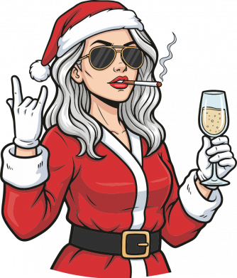 Santa girl with champagne