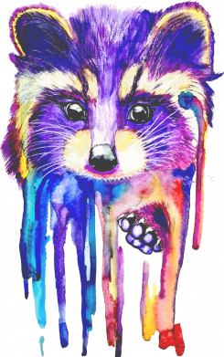 Женская футболка Multicolored watercolor raccoon 2