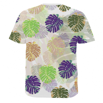 Мужская 3D футболка Colored tropical leaves 2