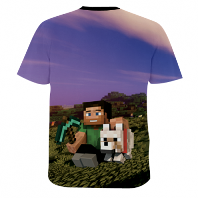 Чоловіча 3D футболка Minecraft sunset 2