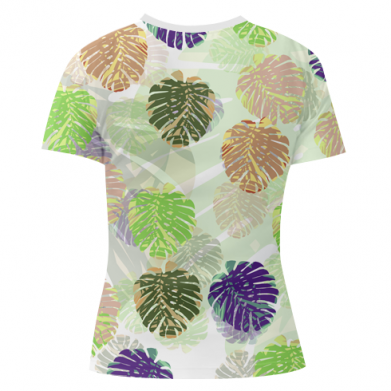 Жіноча 3D футболка Colored tropical leaves 2