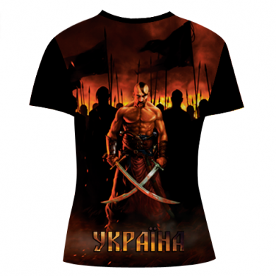 Жіноча 3D футболка Вогняний герб України 2