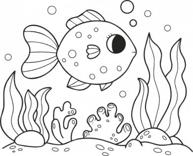 Милая рыбка с водорослями